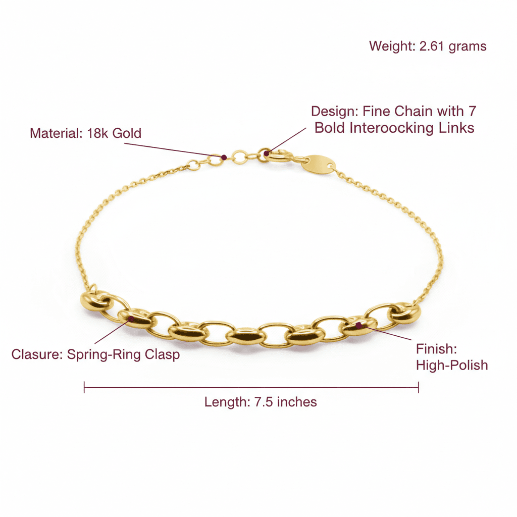 Chain Link Bracelet, Solid 18K Gold - Delma Gold Jewelry