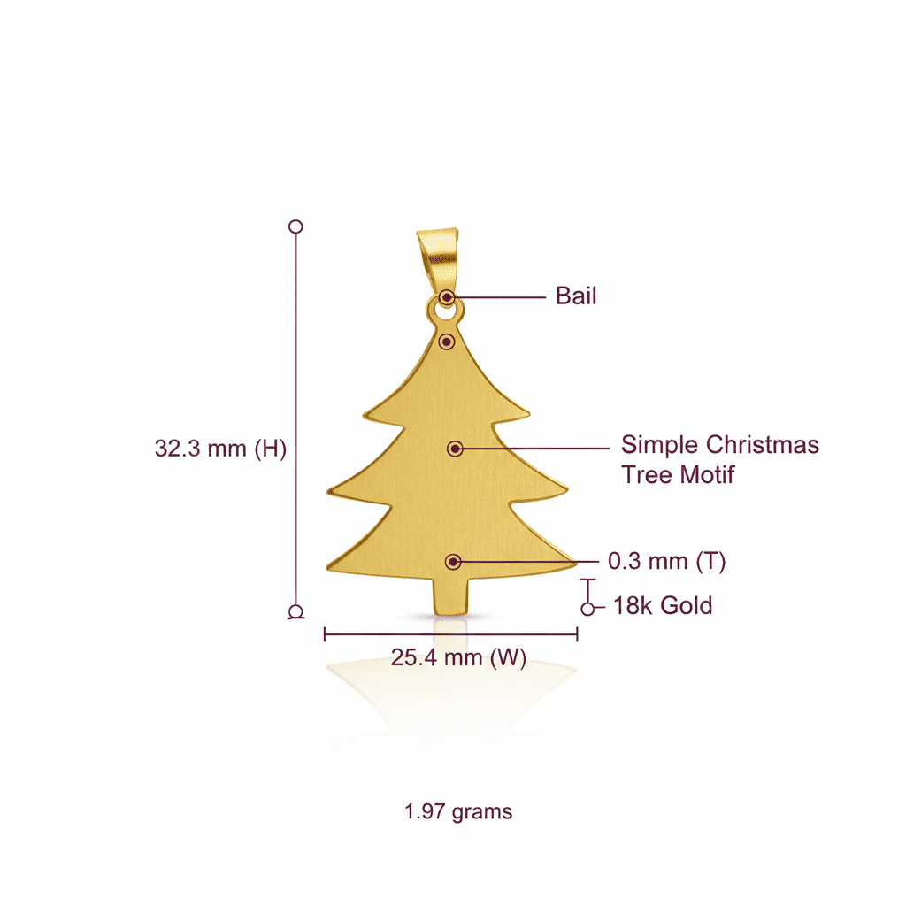 Christmas Tree Charm Pendant, Solid 18K Gold - Delma Gold Jewelry