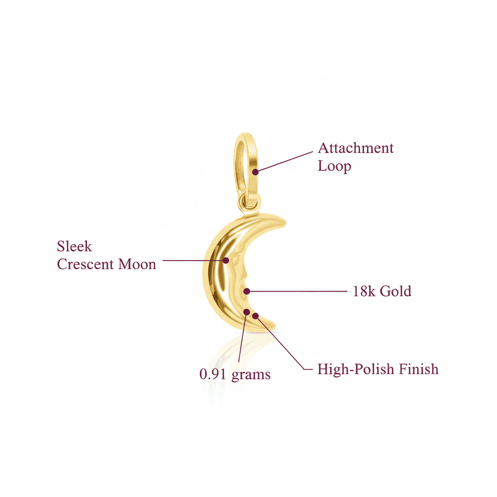 Crescent Moon Pendant, Solid 18K Gold - Delma Gold Jewelry