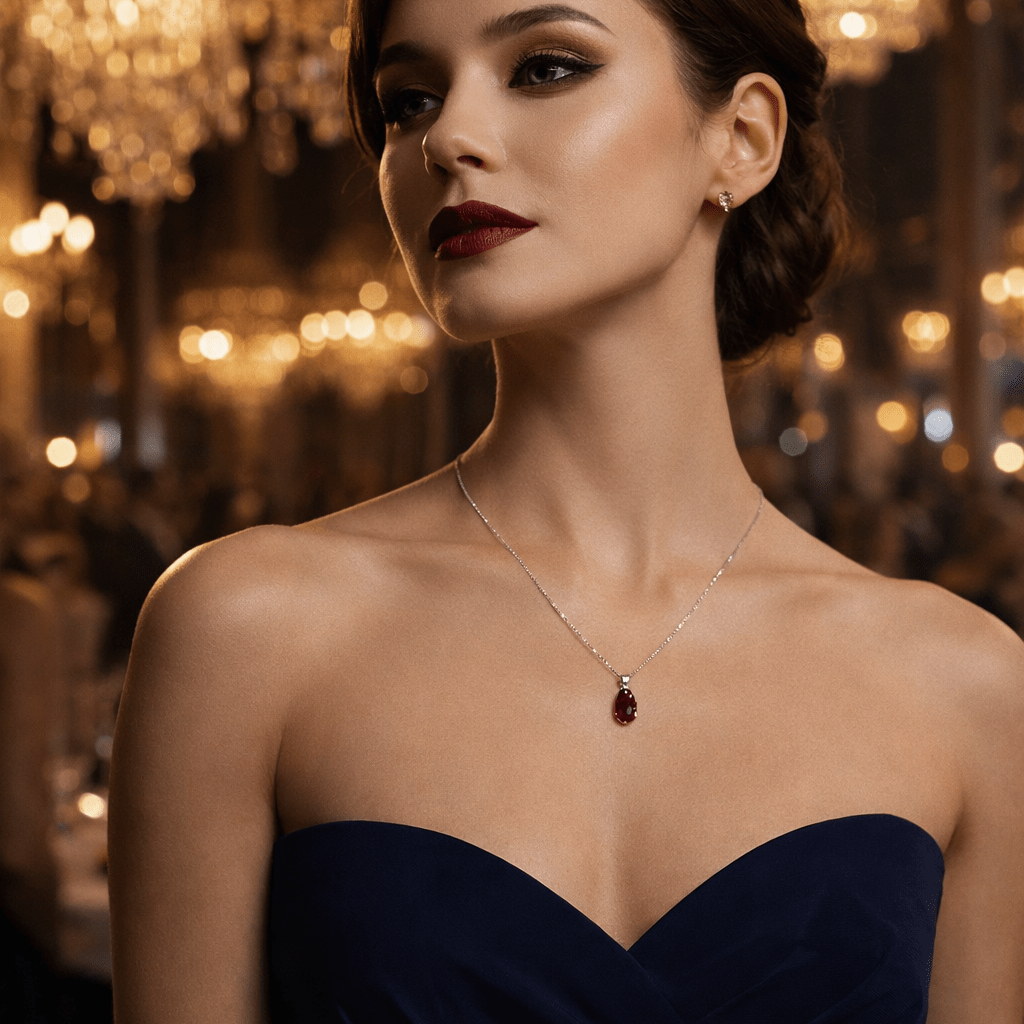 Crimson Desire Garnet Oval Pendant - Delma Gold Jewelry