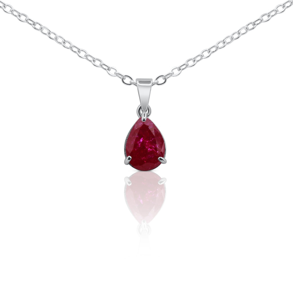 Crimson Elegance Ruby - Inspired Pear Pendant - Delma Gold Jewelry