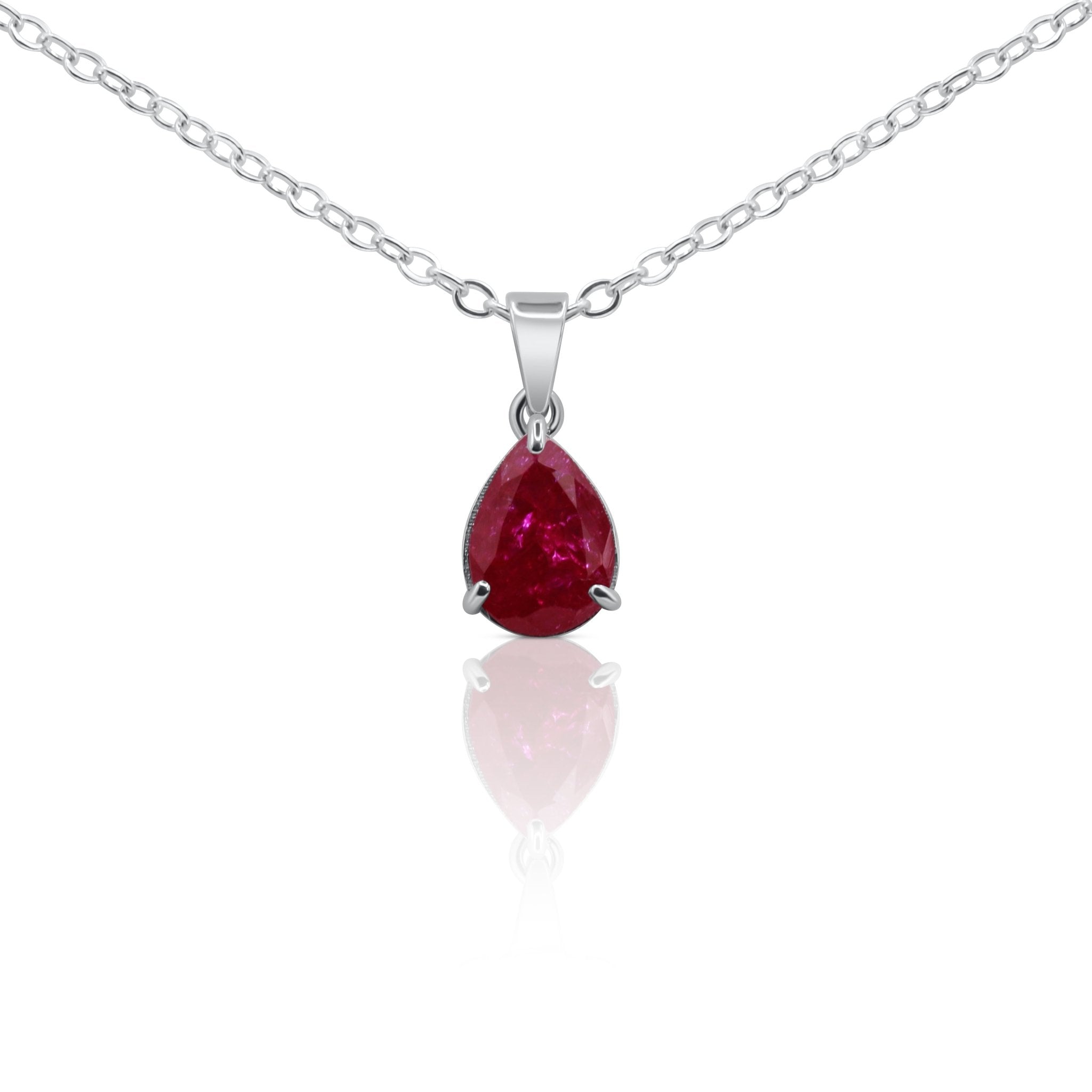 Crimson Elegance Ruby - Inspired Pear Pendant - Delma Gold Jewelry