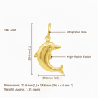 Dolphin Charm Pendant, Solid 18K Gold - Delma Gold Jewelry