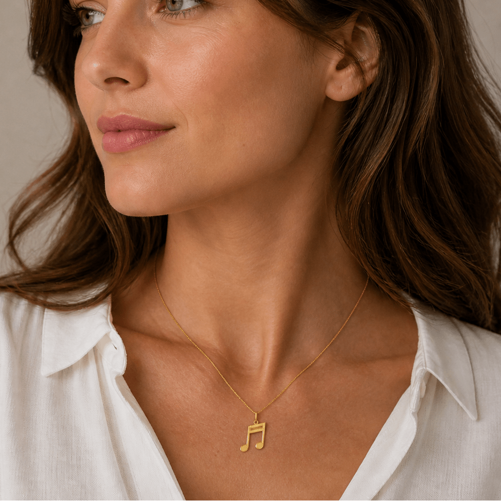 Duet Harmony 18K Gold Double Music Note Necklace - Delma Gold Jewelry