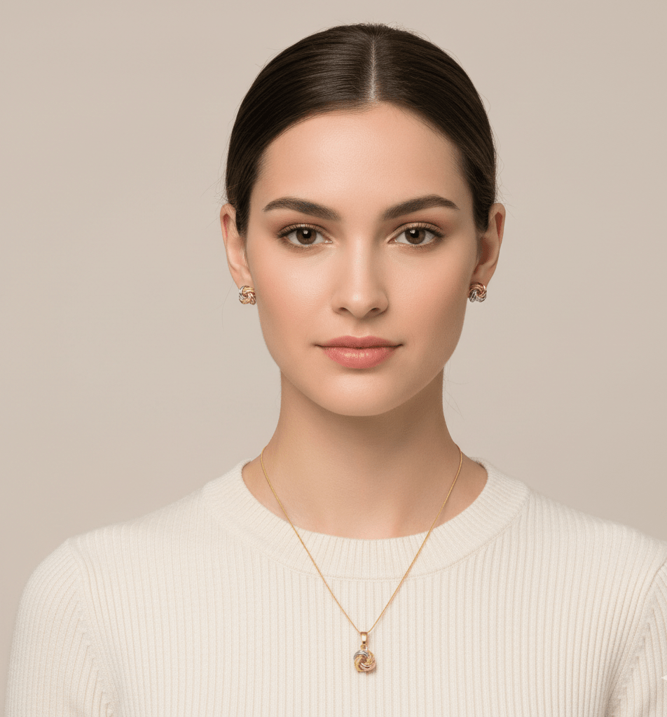 Elegance Knot Jewelry Set, Solid 18K Gold - Delma Gold Jewelry