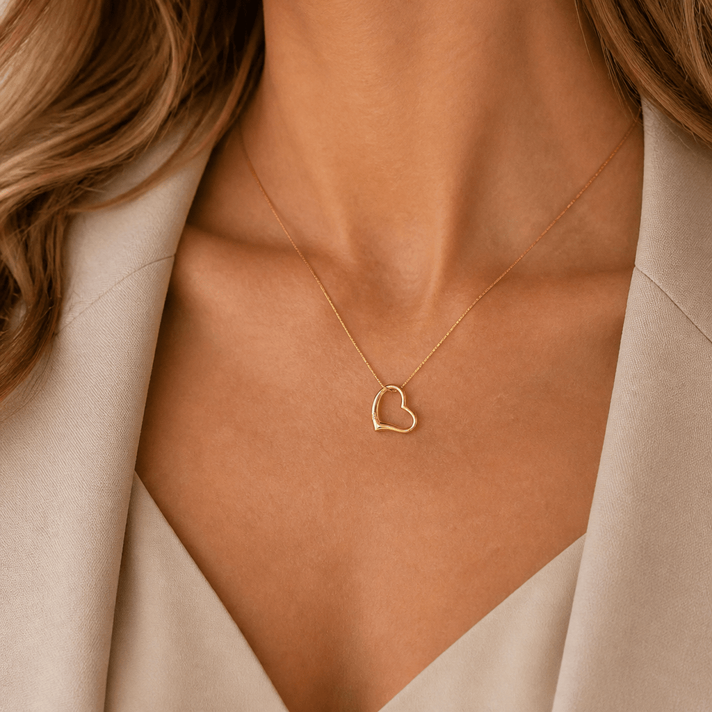 Eternal Glow 18K Gold Open Heart Necklace - Delma Gold Jewelry