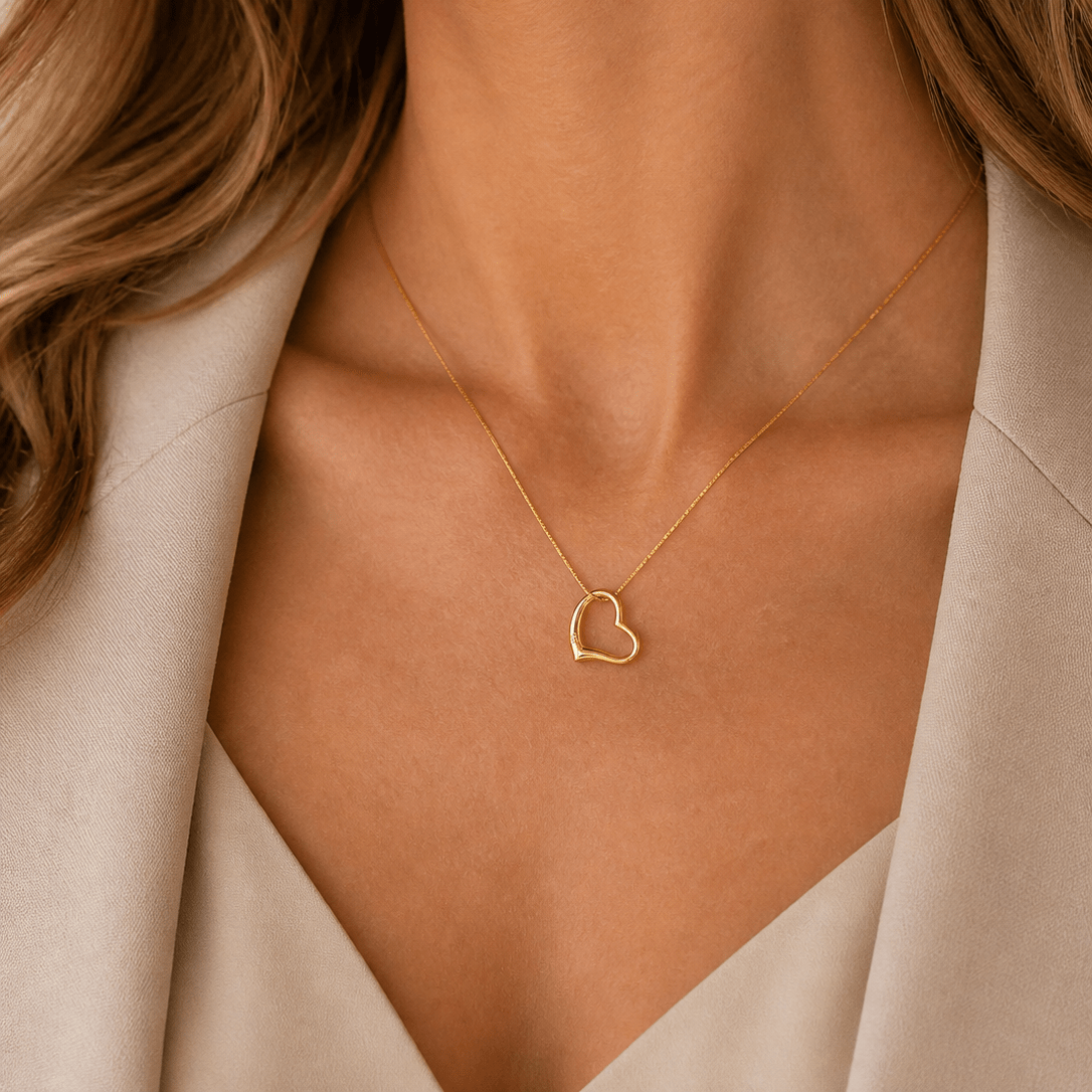 Eternal Glow 18K Gold Open Heart Necklace - Delma Gold Jewelry