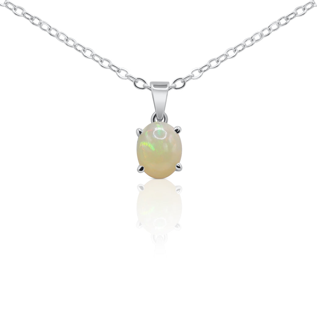 Ethereal Fire Opal Oval Pendant - Delma Gold Jewelry