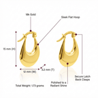 Flat Hoop Earrings, Solid 18K Gold - Delma Gold Jewelry