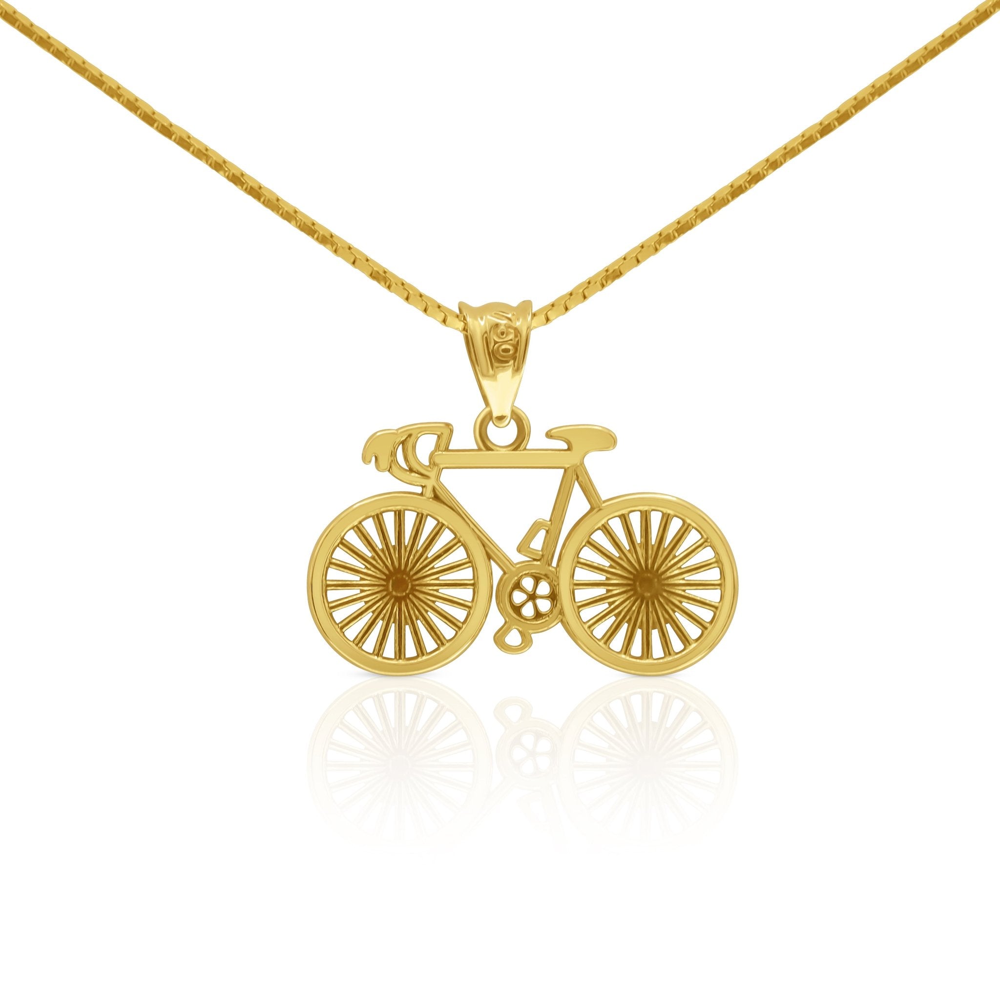 Golden Bicycle Pendant Necklace – 18K Gold - Delma Gold Jewelry