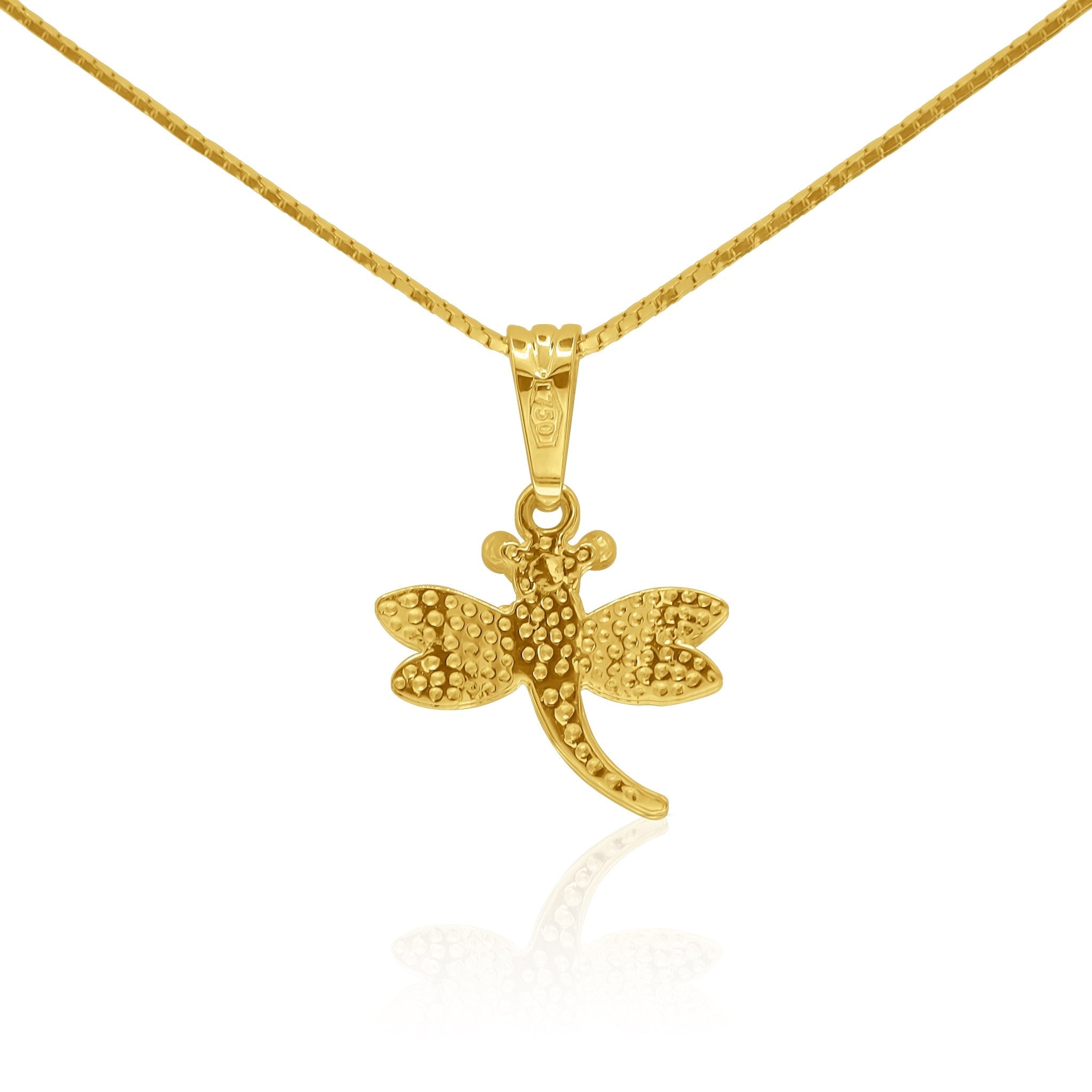 Golden Flight 18K Gold Dragonfly Pendant - Delma Gold Jewelry