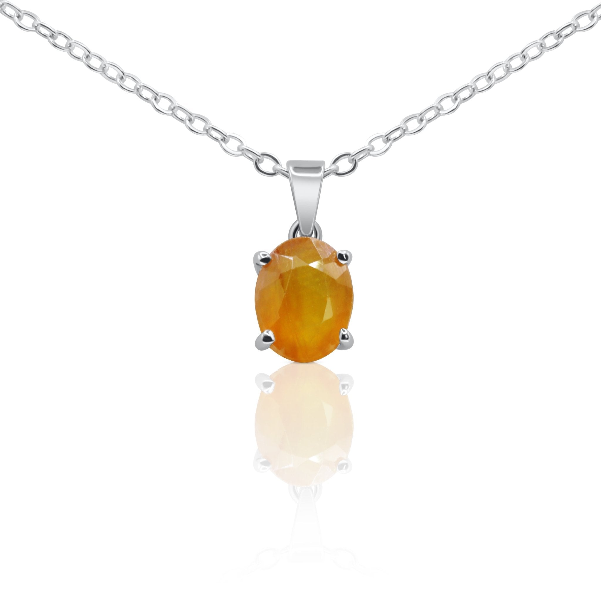 Golden Glow Citrine Oval Pendant – Warm Honey Gem Charm – Delma