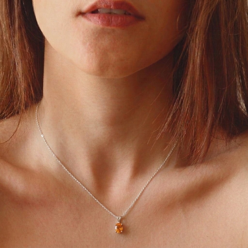 Golden Glow Citrine Oval Pendant - Delma Gold Jewelry