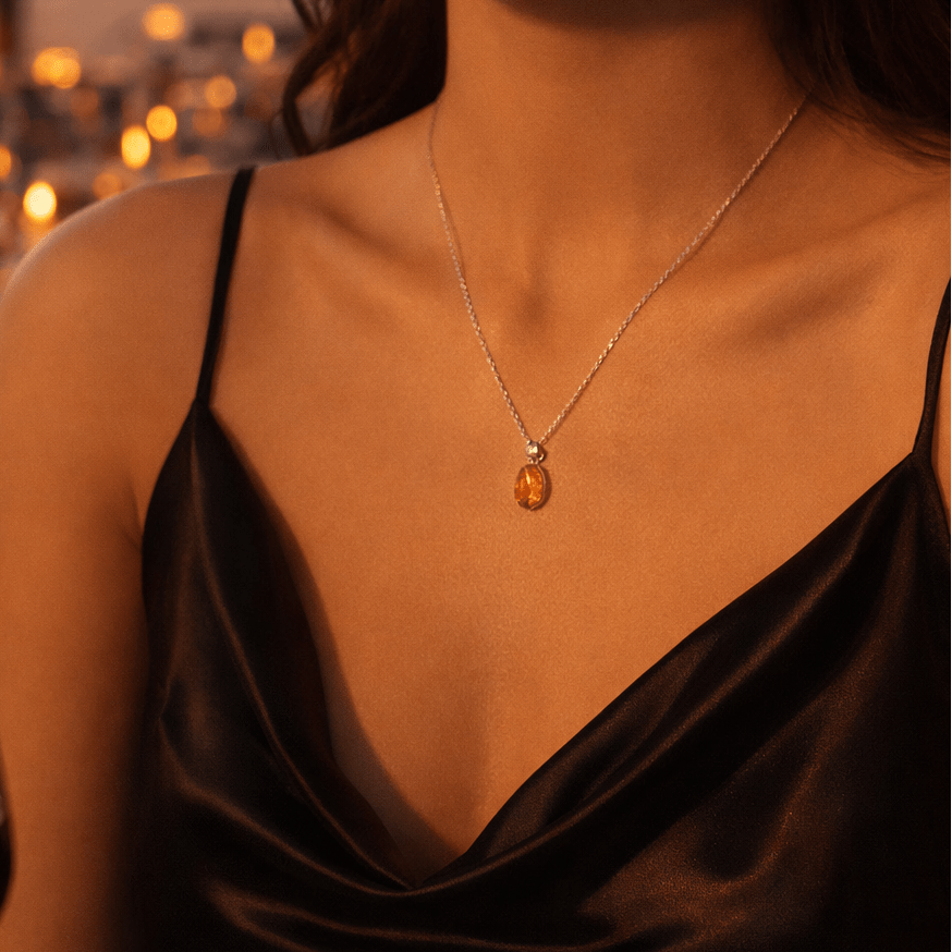 Golden Glow Citrine Oval Pendant - Delma Gold Jewelry