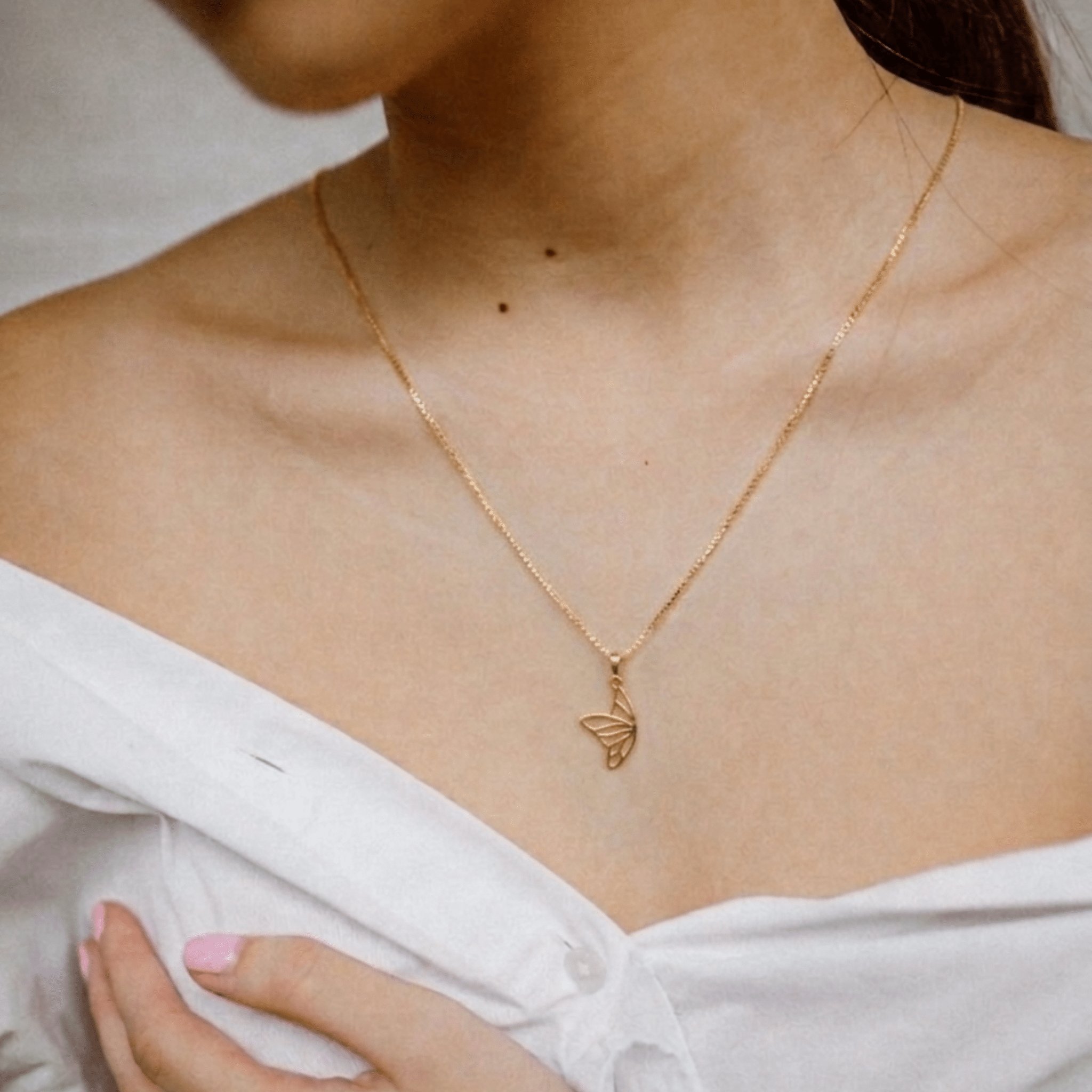Golden Grace 18K Butterfly Wing Pendant - Delma Gold Jewelry