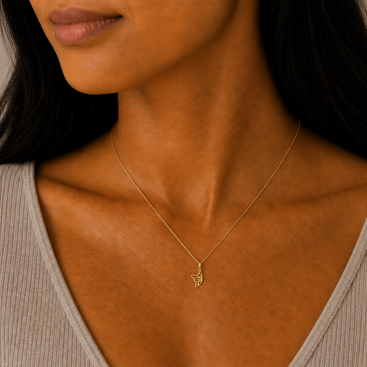 Golden Grace 18K Butterfly Wing Pendant - Delma Gold Jewelry