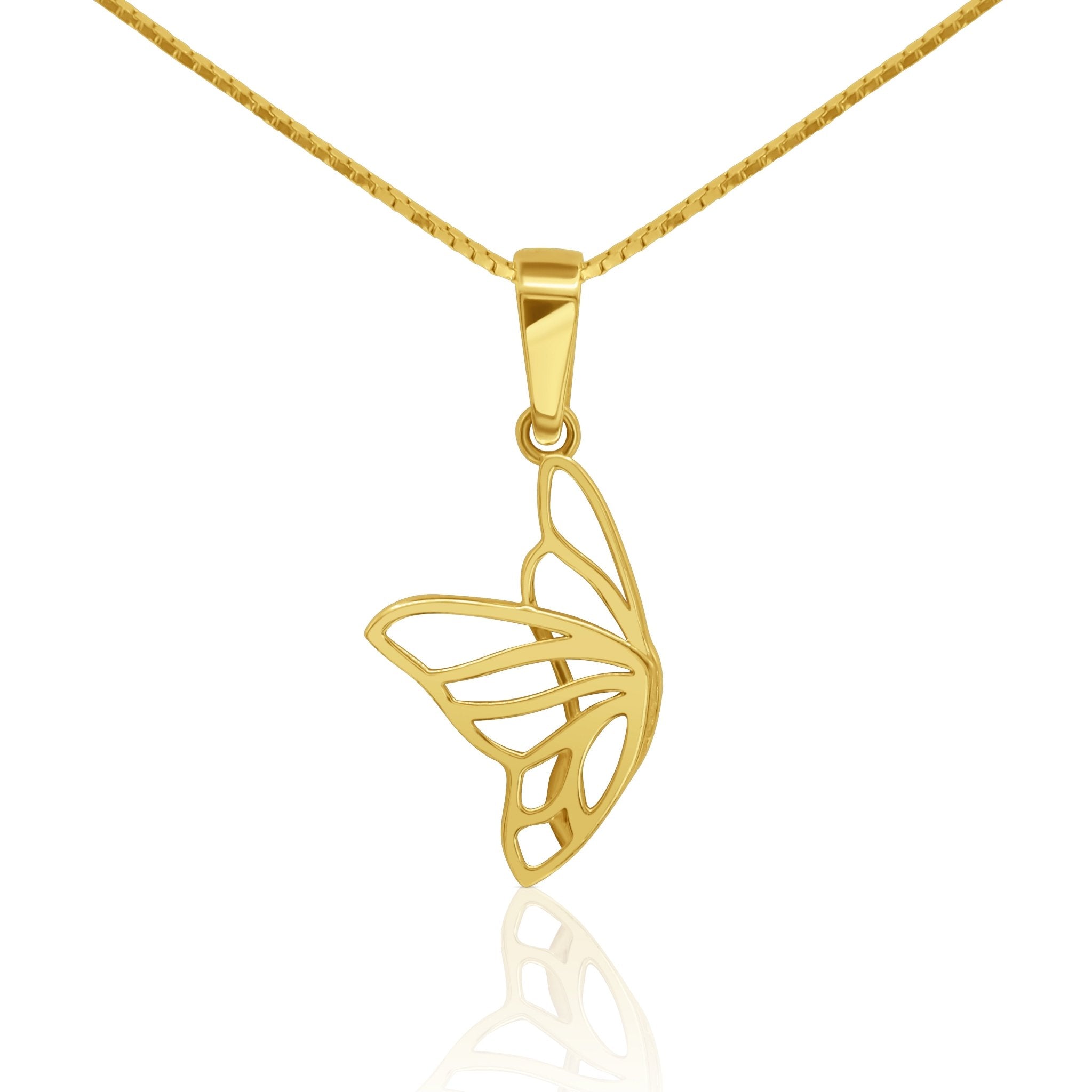 Golden Grace 18K Butterfly Wing Pendant - Delma Gold Jewelry
