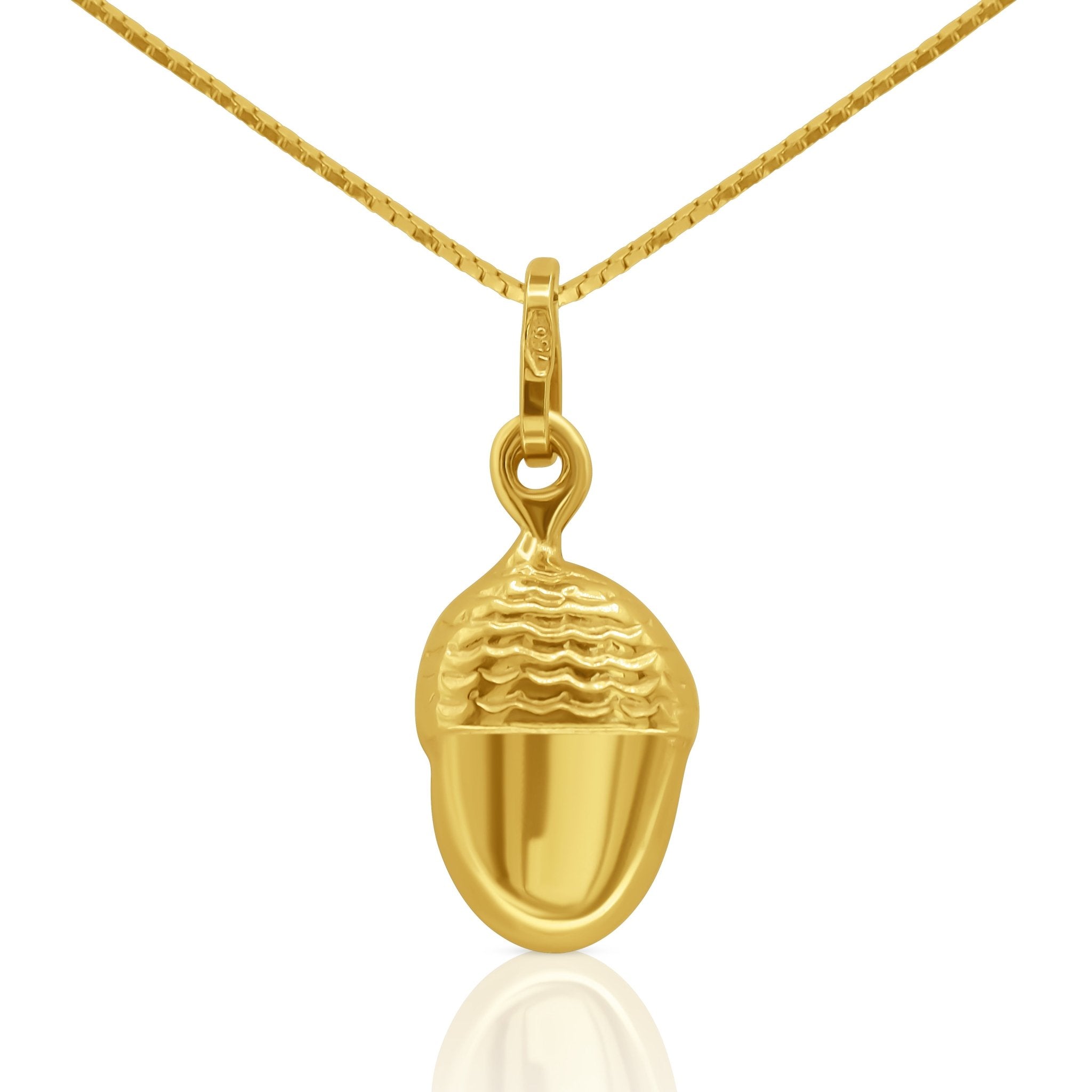 Golden Harvest Acorn Pendant – Symbol of Growth & Prosperity Charm - Delma Gold Jewelry