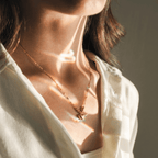 Golden Heart Bead Drop Necklace – 18K Gold - Delma Gold Jewelry
