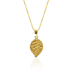 Golden Leaf Vein Pendant – 18K Gold - Delma Gold Jewelry