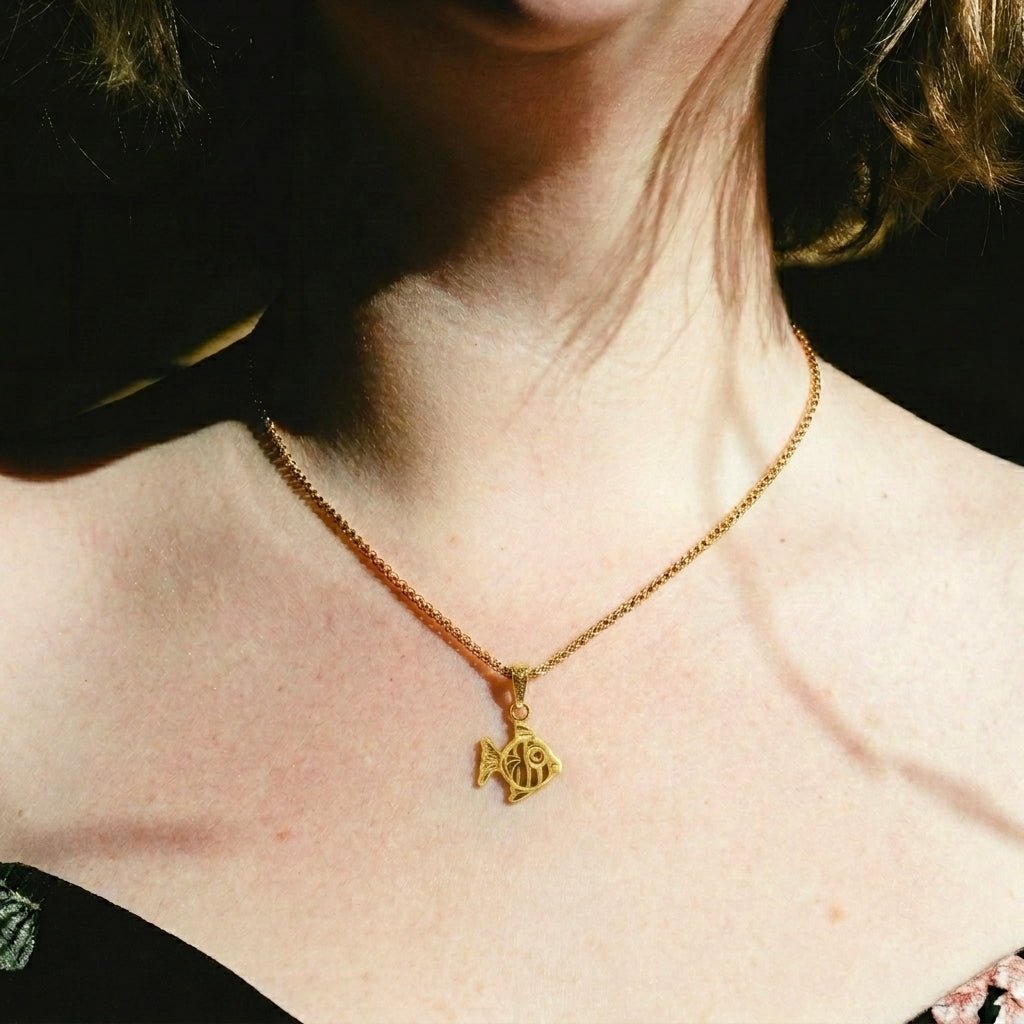 Golden Prosperity Fish 18K Gold Pendant - Delma Gold Jewelry