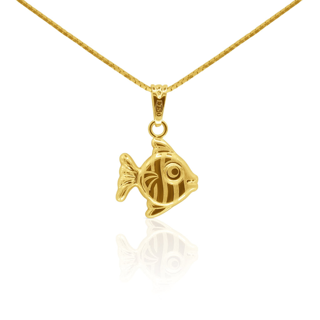 Golden Prosperity Fish 18K Gold Pendant - Delma Gold Jewelry