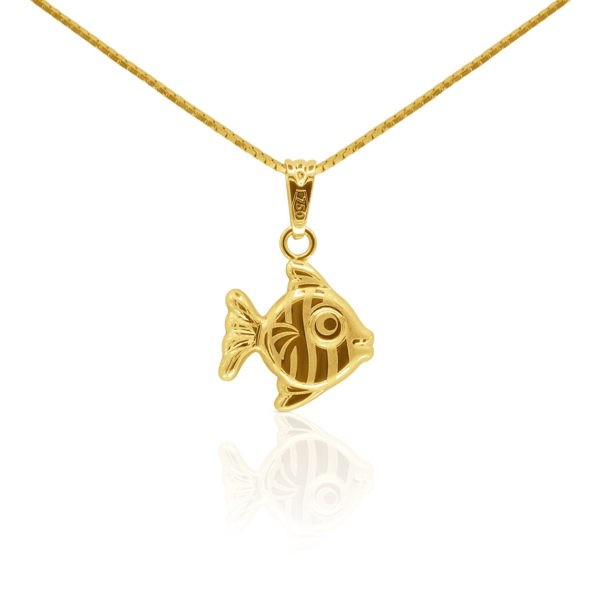 Golden Prosperity Fish 18K Gold Pendant - Delma Gold Jewelry