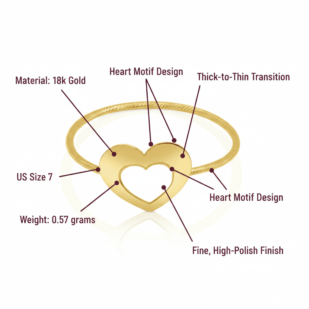 Graceful Heartbeat Ring, Solid 18K Gold - Delma Gold Jewelry