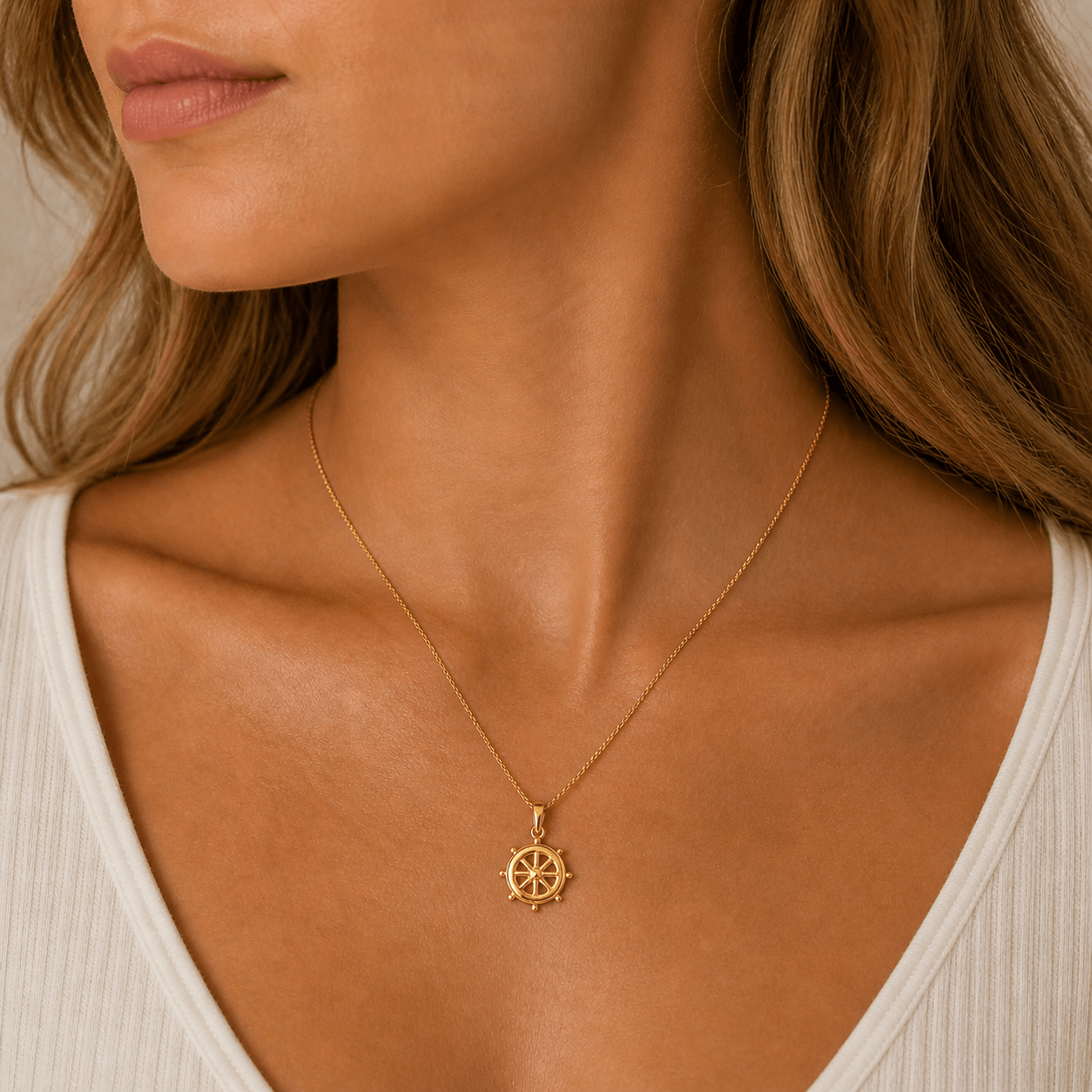 Guiding Star Gold Compass Pendant - Delma Gold Jewelry