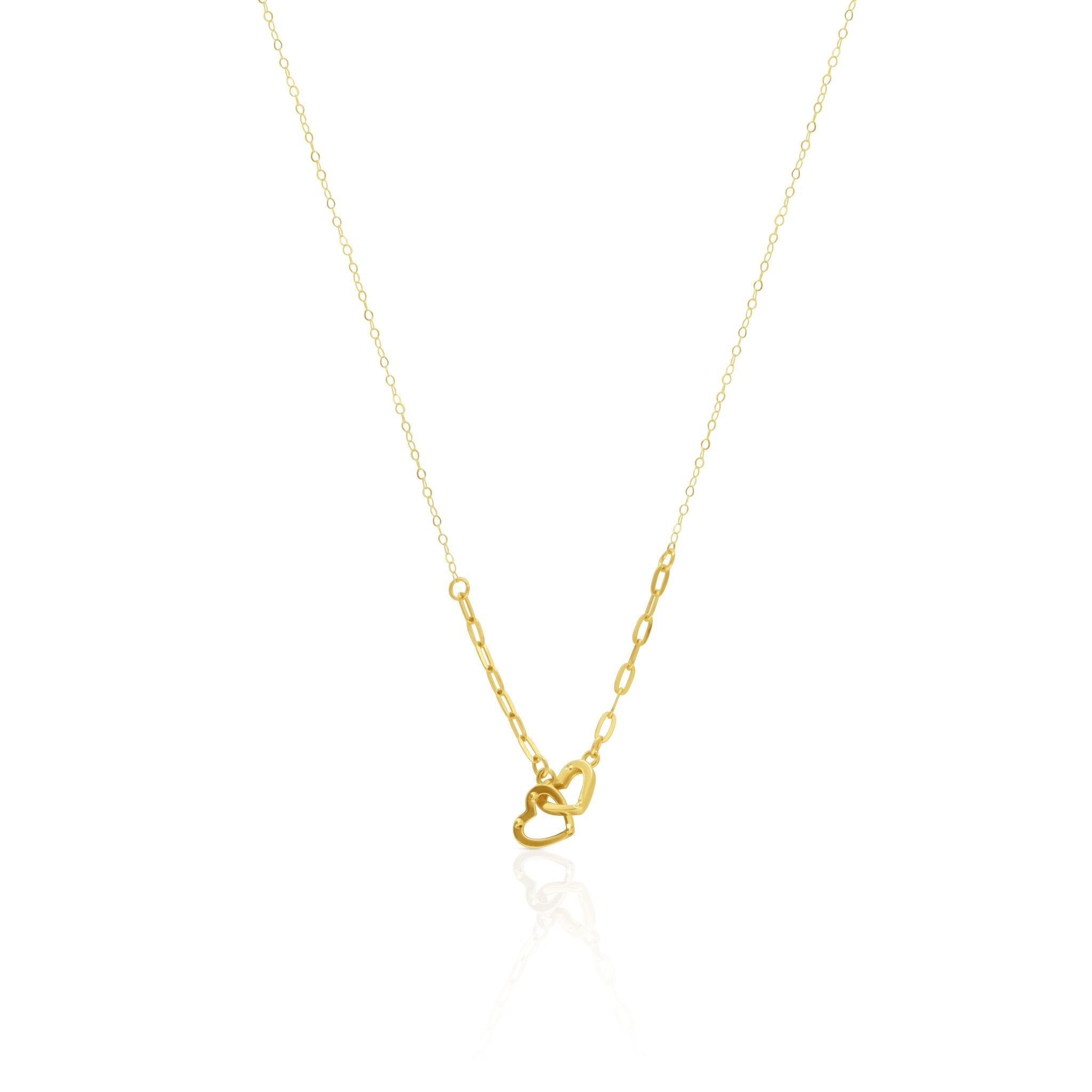 Interlocking Hearts Necklace – 18K Gold - Delma Gold Jewelry