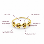 Laurel Leaf Ring, Solid 18K Gold - Delma Gold Jewelry