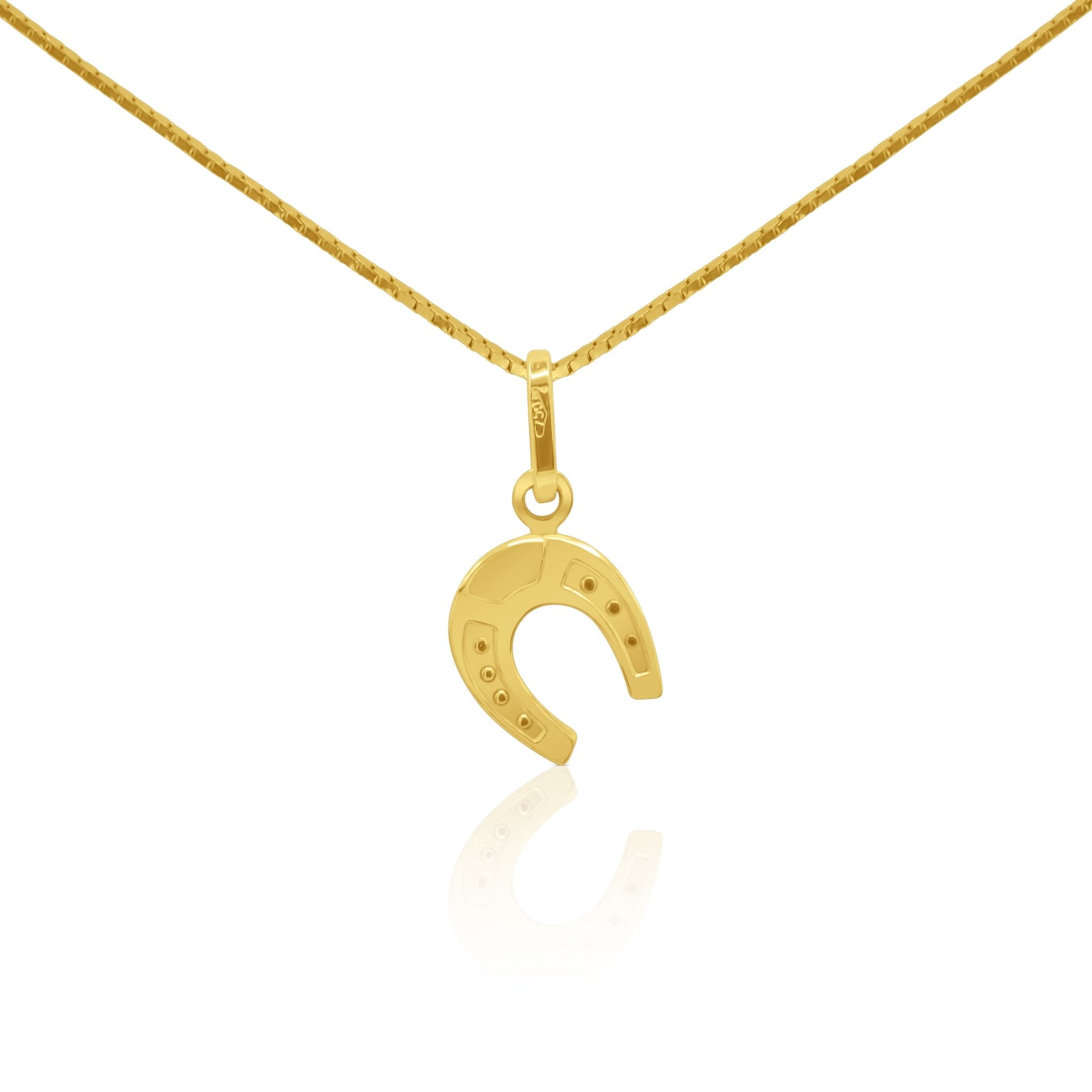 Lucky Charm Horseshoe 18K Gold Pendant - Delma Gold Jewelry