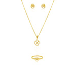 Lucky Clover Heart Jewelry Set – 18K Gold Necklace, Earrings & Ring - Delma Gold Jewelry