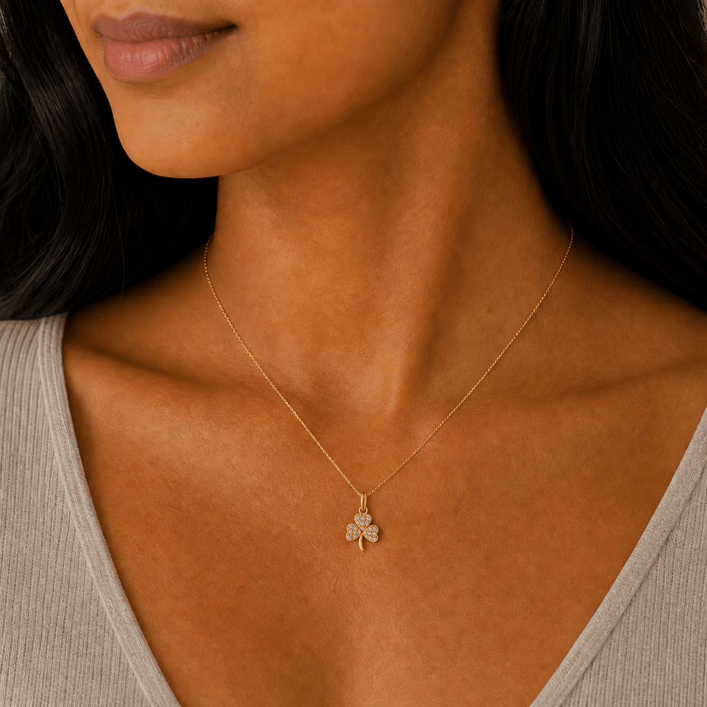 Lucky Spark 18K Gold Clover Pendant - Delma Gold Jewelry