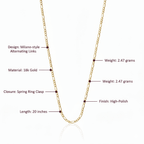 Milano Link Chain Necklace, Solid 18K Gold - Delma Gold Jewelry