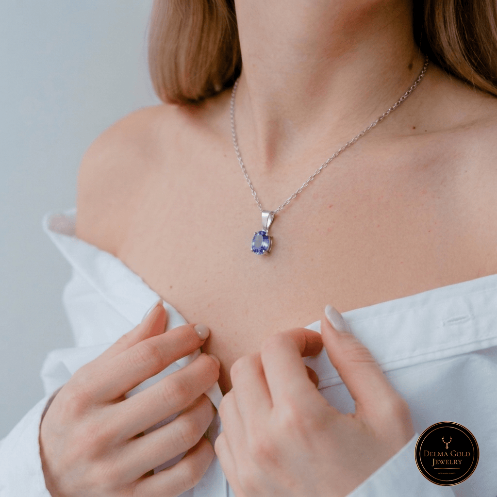 Oval Tanzanite Pendant - Delma Gold Jewelry