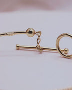 18K Solid Gold Toggle Clasp Bangle