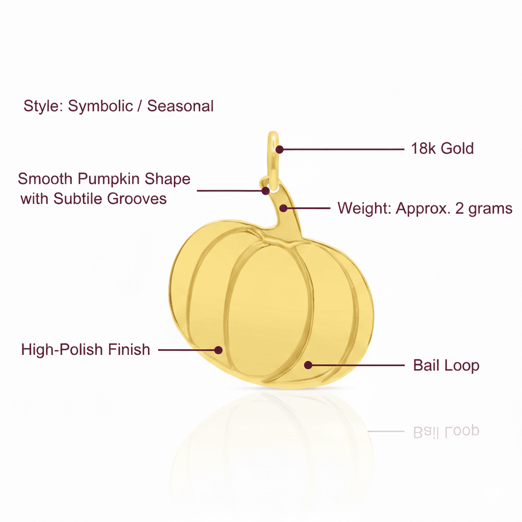 Pumpkin Charm Pendant, Solid 18K Gold - Delma Gold Jewelry