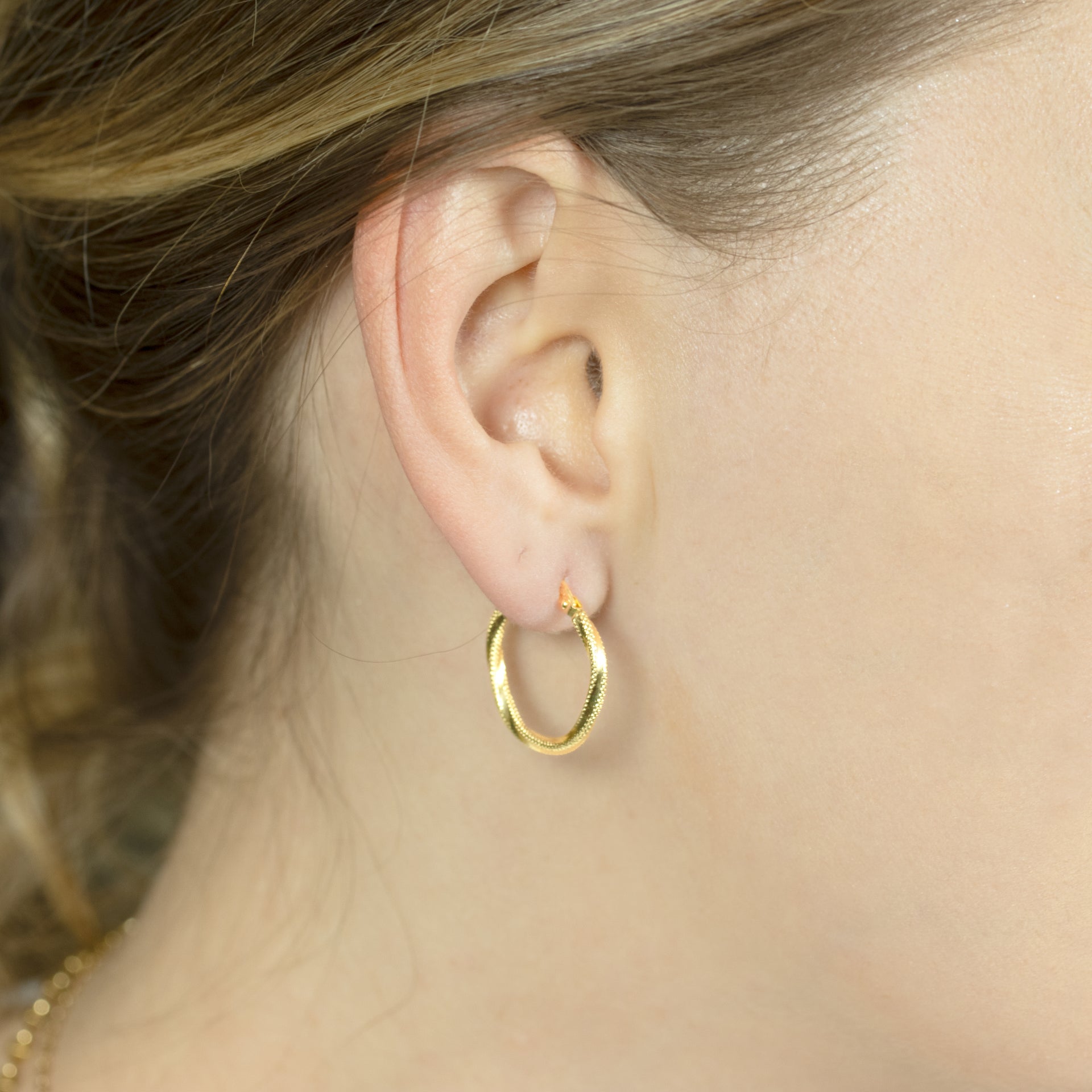 Twisted Rope Gold Hoop Earring