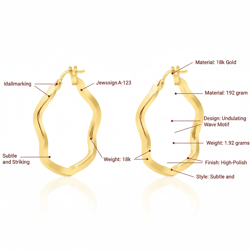 Serene Wave Hoop Earrings, Solid 18K Gold - Delma Gold Jewelry