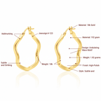 Serene Wave Hoop Earrings, Solid 18K Gold - Delma Gold Jewelry