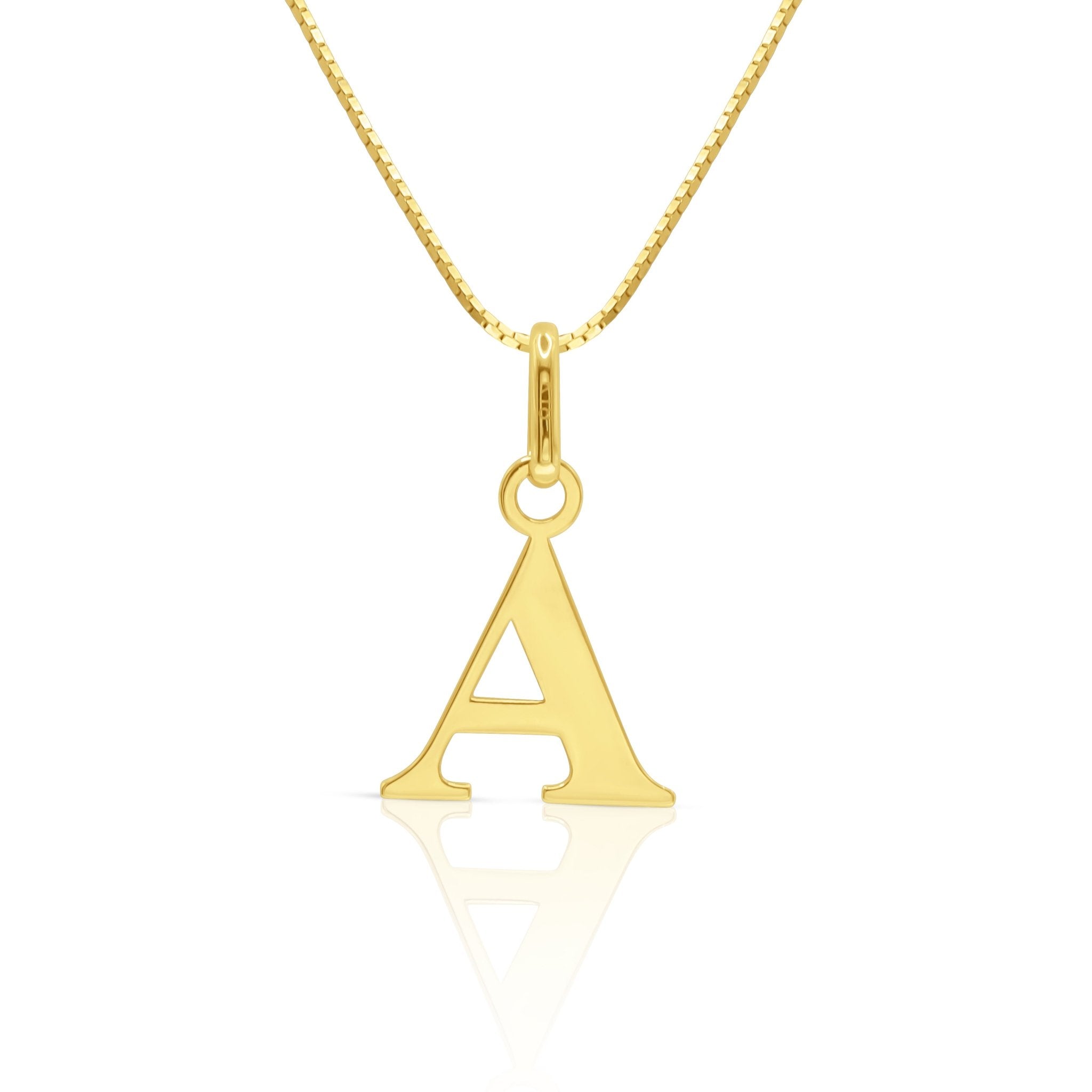 Signature Initial 18K Gold Letter Necklace – A - Delma Gold Jewelry