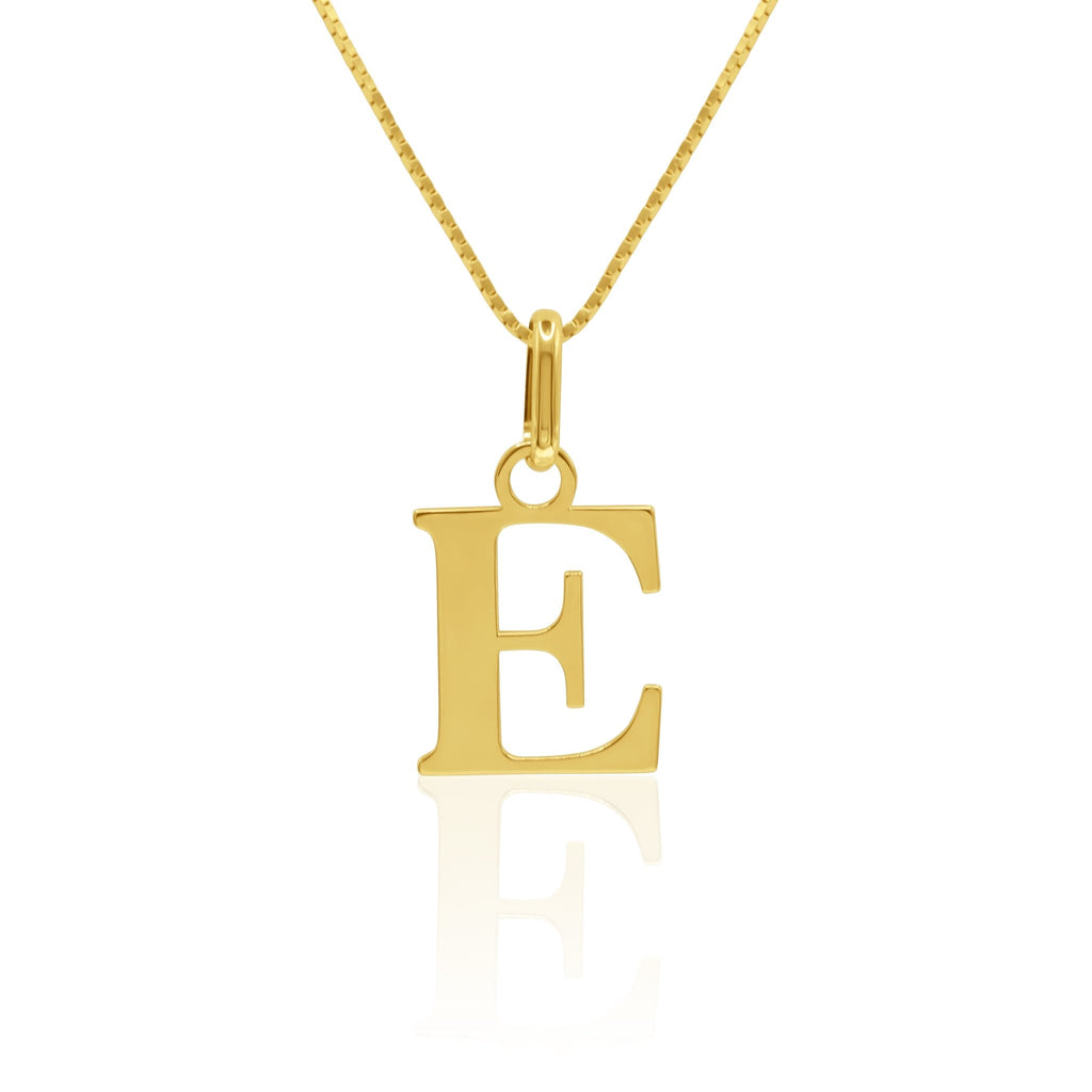 Signature Initial 18K Gold Letter Necklace – E - Delma Gold Jewelry