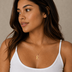 Signature Initial 18K Gold Letter Necklace – E - Delma Gold Jewelry