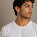 Signature Initial 18K Gold Letter Necklace – E - Delma Gold Jewelry
