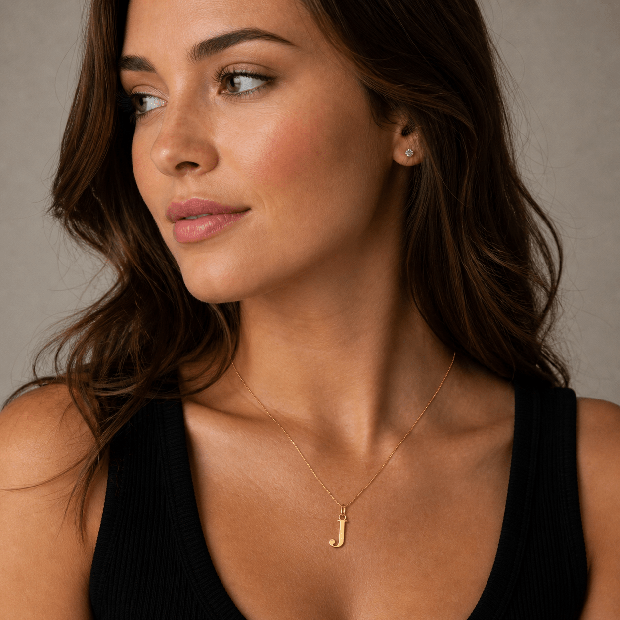 Signature Initial 18K Gold Letter Necklace – J - Delma Gold Jewelry