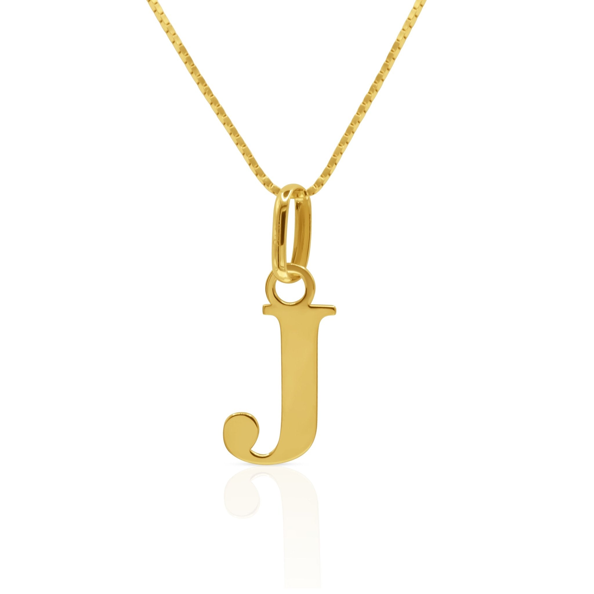 Signature Initial 18K Gold Letter Necklace – J - Delma Gold Jewelry