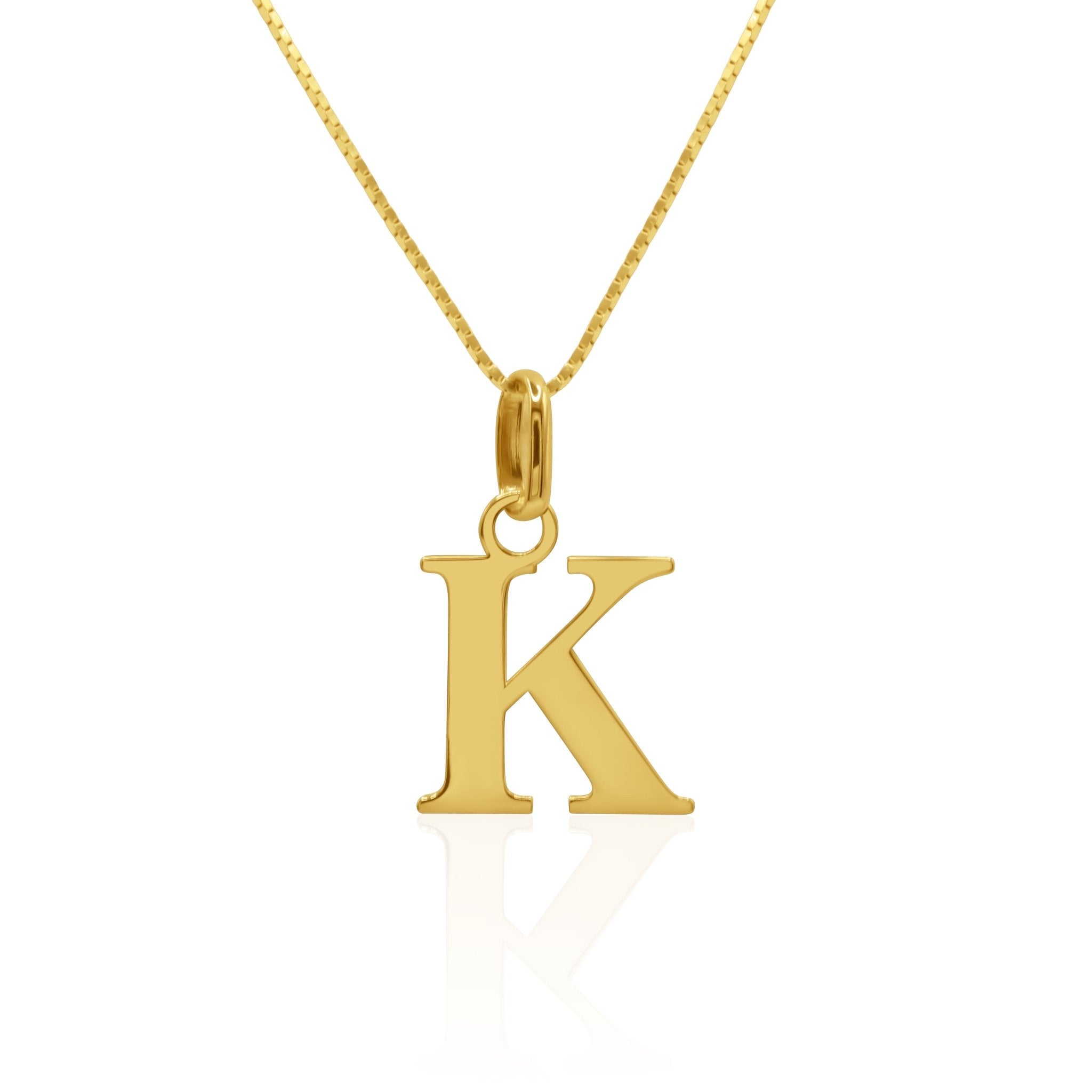 Signature Initial 18K Gold Letter Necklace – K - Delma Gold Jewelry