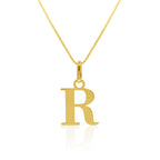 Signature Initial 18K Gold Letter Necklace – R - Delma Gold Jewelry