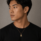 Signature Initial 18K Gold Letter Necklace – R - Delma Gold Jewelry